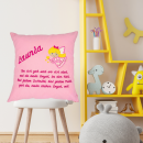 Kissenhülle 35x35 cm groß mit dem Namen Lauria und Engel bestickt - Ausstellungsstück